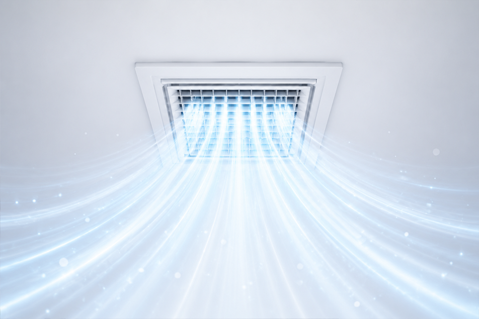 Illustration of filtered airflow in a clean-room environment